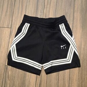 Nike Kids Dri-FIT Black Athletic Shorts White Stripe Drawstring Size XS TP